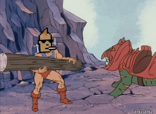 a cartoon of a man carrying a log with the number 4762 written on the bottom