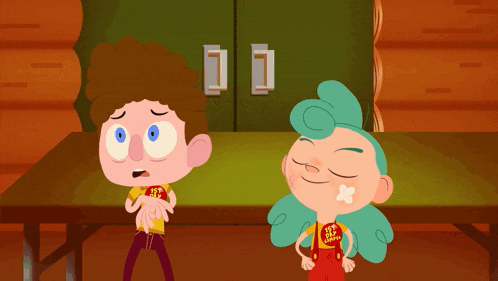 a boy and a girl are standing next to each other wearing shirts that say bff camp