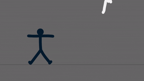 a drawing of a stick figure carrying a large object