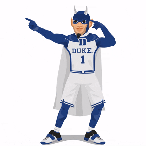 a duke basketball player is wearing a cape and a mask