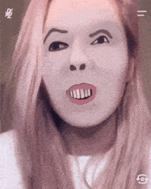 a drawing of a woman wearing a mask with a microphone in the background