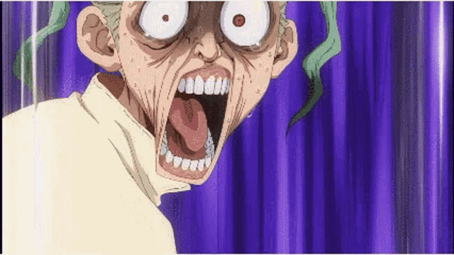 a cartoon of a man with his mouth open and his tongue sticking out