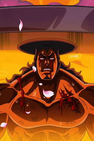 a cartoon drawing of a man with a hat and blood on his chest