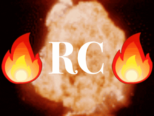 the word rc is surrounded by fire and smoke