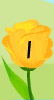 a cartoon illustration of a yellow flower with a green stem and leaf .