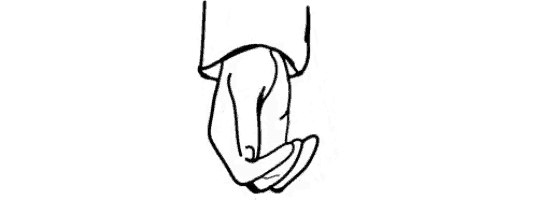 it is a black and white drawing of two hands holding each other .