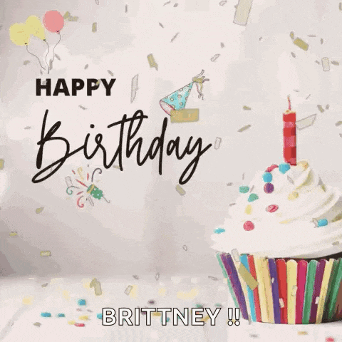 a birthday card with a cupcake and a candle and confetti .