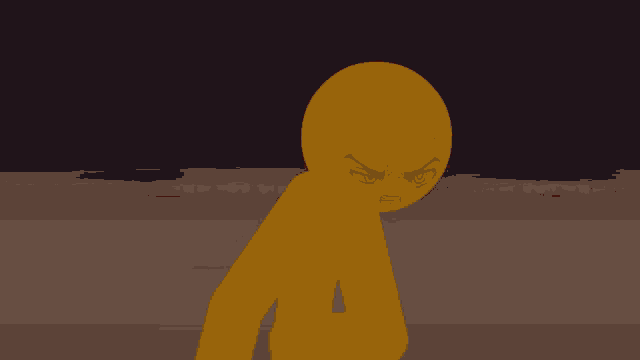 a red cartoon character with glowing eyes is standing on a beach