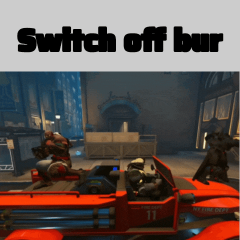 a video game scene with the words switch off bur