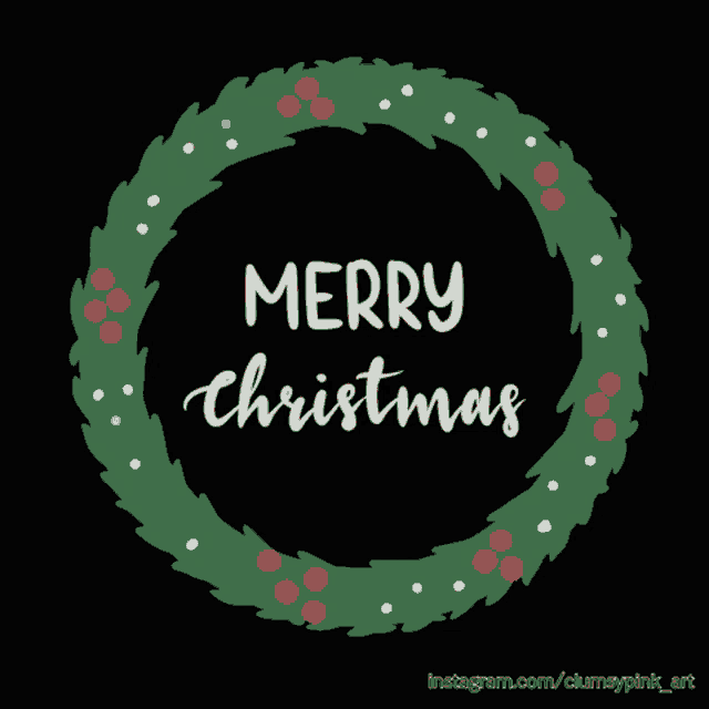 a christmas wreath with the words merry christmas in the middle
