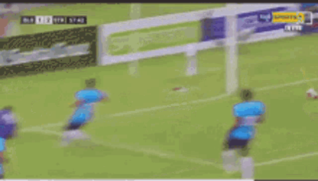 a soccer game is being played in front of a banner that says rights