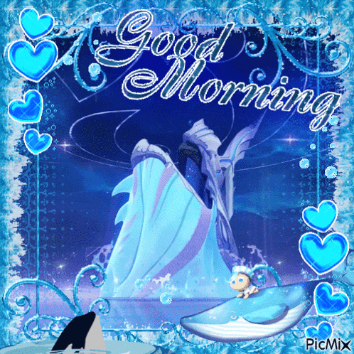 a picture of a dolphin with the words good morning