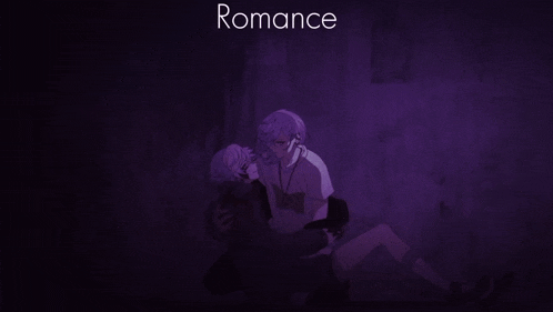 a purple background with the word romance written on it