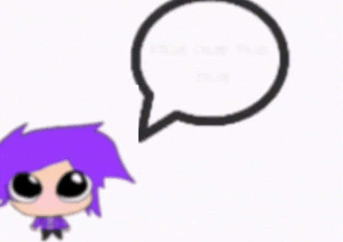 a cartoon character with purple hair and a speech bubble that says hue hue hue hue hue hue hue hue