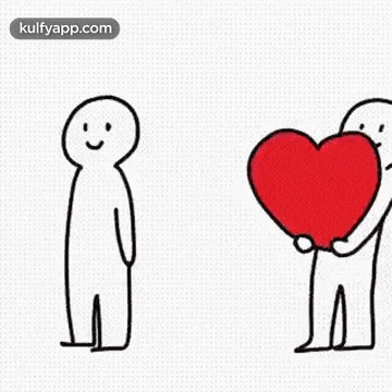 a cartoon of a man holding a red heart next to another man holding a red heart .