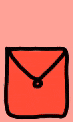 a cartoon drawing of a red pencil with a black outline on a pink background .