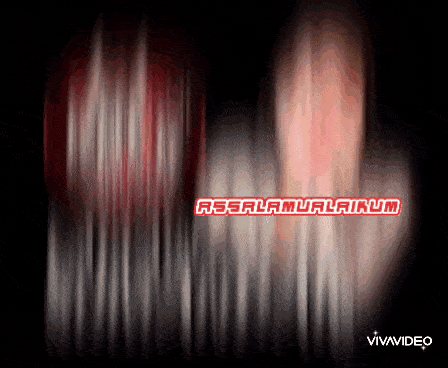 a blurred image with the words assalamualaikum in red