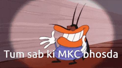 a cartoon character with the words tum sab ki mkc bhosda on the bottom