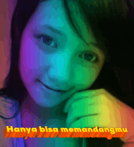 a colorful painting of a woman with the words hanya bisa memandangmu on the bottom