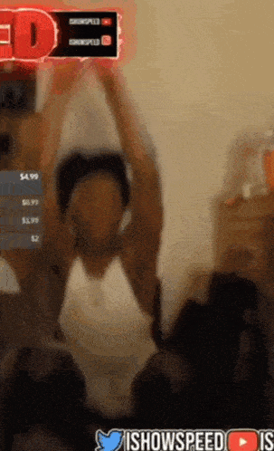 a screenshot of a person doing a yoga pose with a watermark that says ishowspeed on it