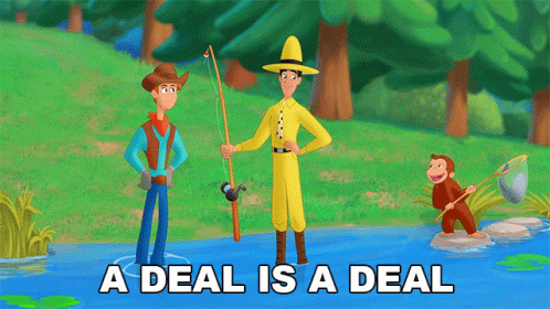 A Deal Is A Deal Curious George GIF - A Deal Is A Deal Curious George Curious George Go West Go Wild GIFs