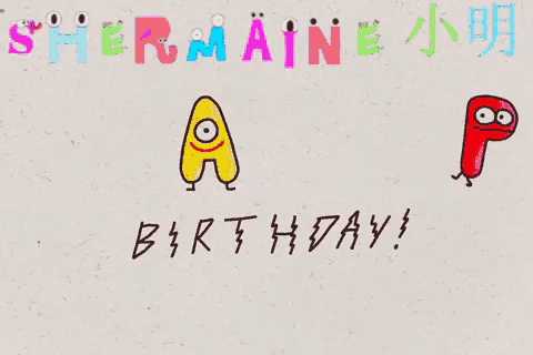 a birthday card for shermaine with colorful letters and smiley faces