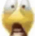 a close up of a cartoon character 's face with a surprised look on its face .