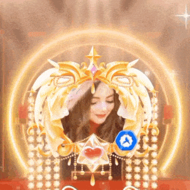 a picture of a woman in a gold frame with a heart in it