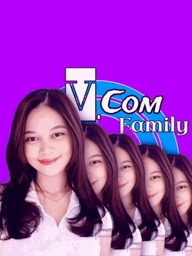 a picture of a girl with the words v com family on the bottom