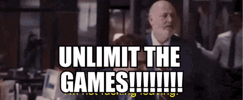 a man with a beard says unlimit the games