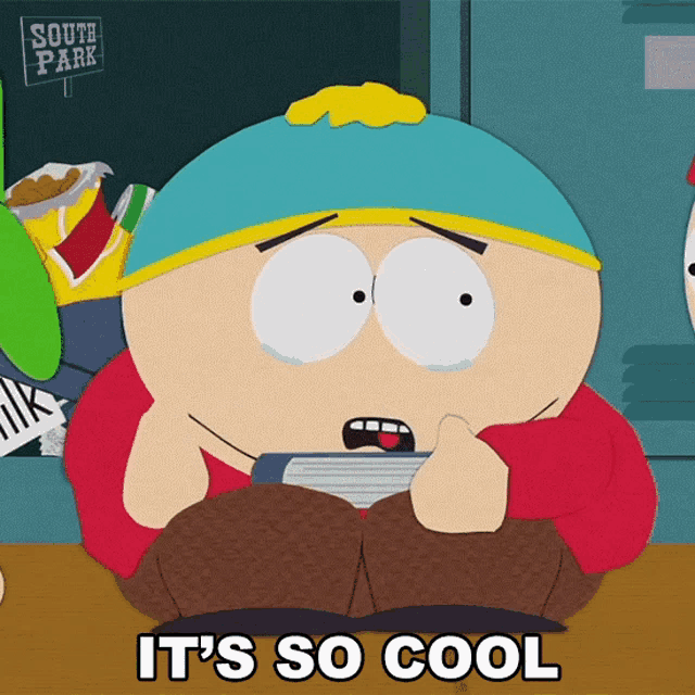 a cartoon character says it 's so cool while holding a book