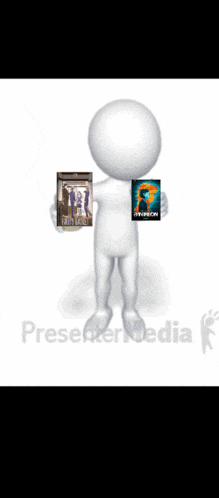 a powerpoint presentation of a man holding a book and a dvd