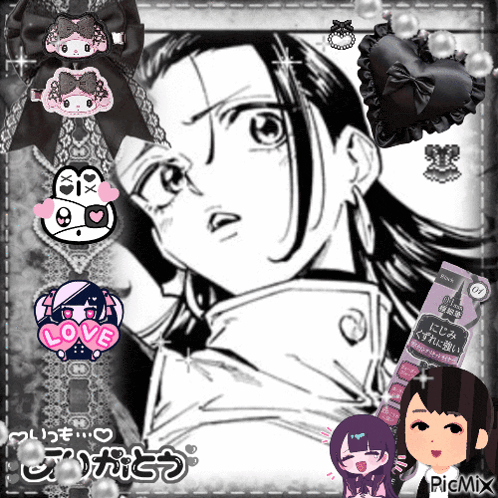 a black and white drawing of a girl with the word love on the bottom