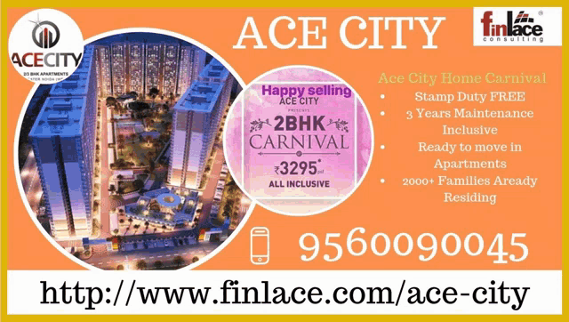 an advertisement for ace city home carnival shows an aerial view of the city
