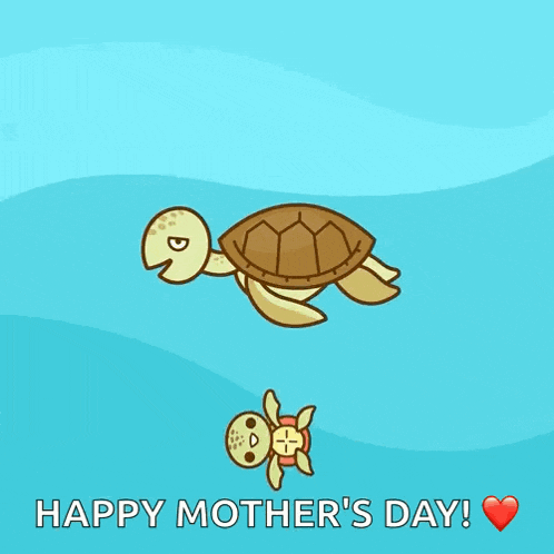 a happy mother 's day greeting card with two turtles swimming in the ocean