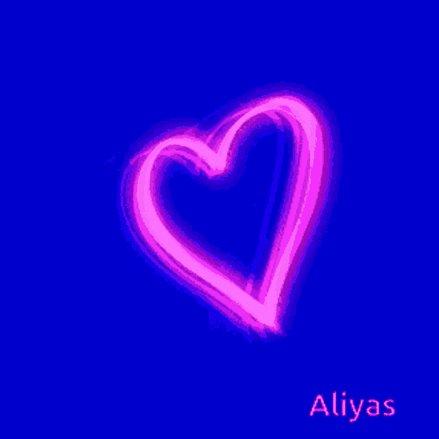 a pink heart with the name aliyas on the bottom