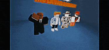 a group of roblox characters are standing next to each other in front of a sign that says hitler hitler hitler