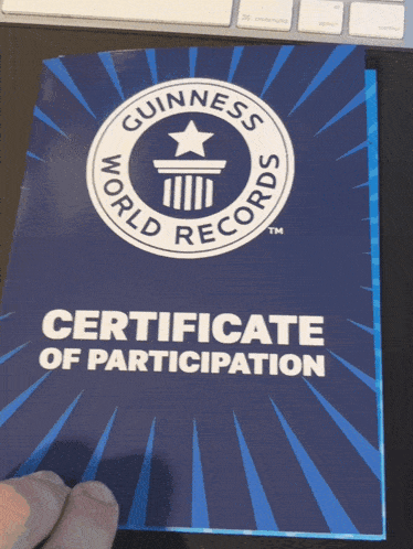 a certificate of participation from the world record