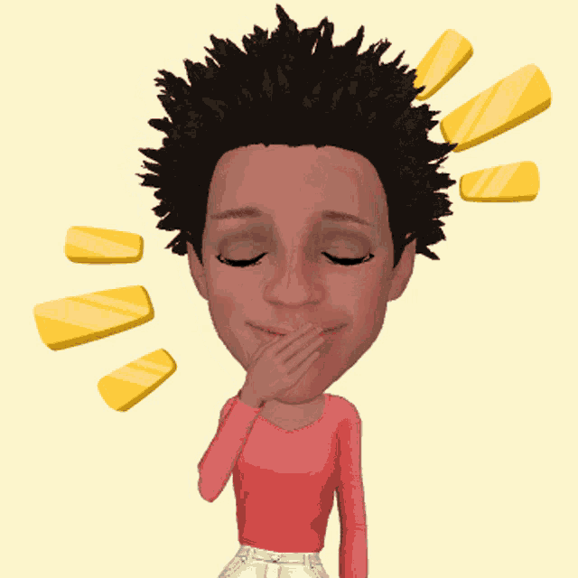 a cartoon of a woman covering her mouth with her hands