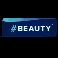 a blue button with the word beauty written on it