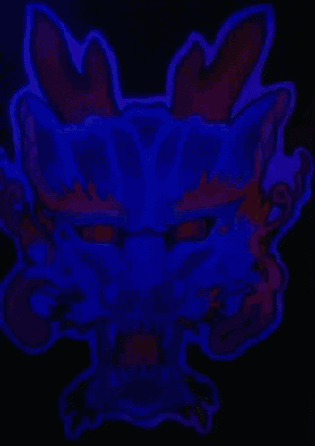 a colorful drawing of a dragon 's head with a black background