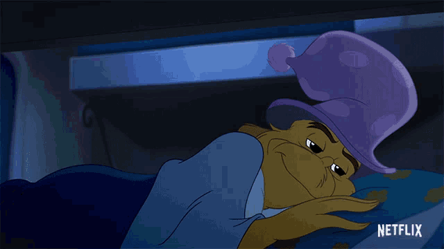 a cartoon character is laying in bed with a netflix logo on the bottom right