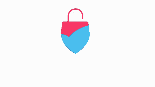 a blue and red shield with a red handle on it
