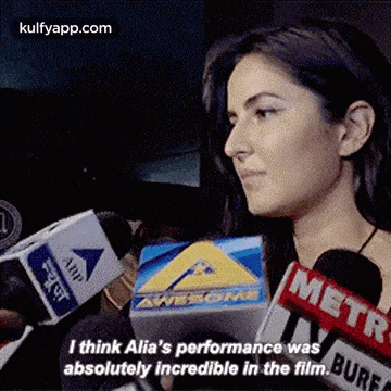 a woman is talking into a microphone and says `` i think alia 's performance was absolutely incredible in the film ''
