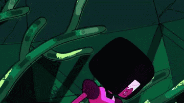 garnet from steven universe is a cartoon character with many arms and a pink diamond in her chest .