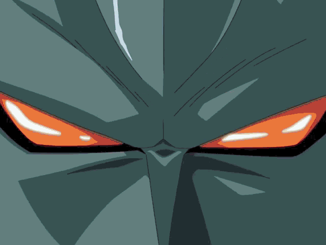 a cartoon character with horns and red eyes