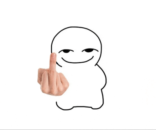 a drawing of a person with a smiley face and a middle finger .
