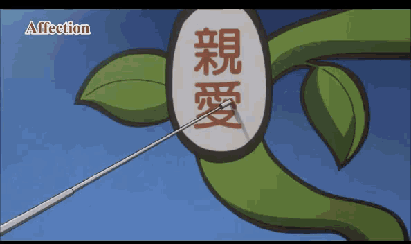 a person pointing at a drawing of a flower that says first meeting on it