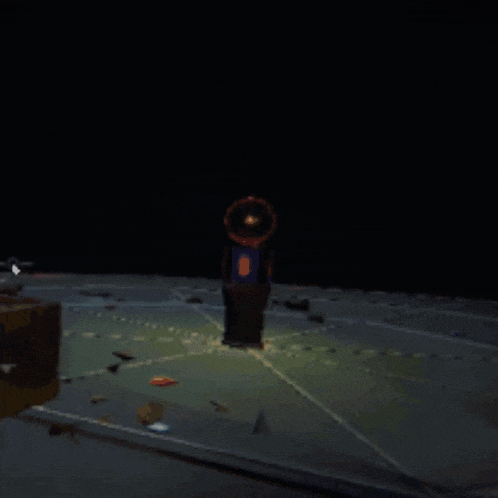 a dark room with a sign that says ' a ' on it