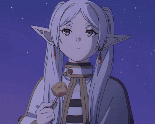 a girl with white hair and pigtails is holding a pencil